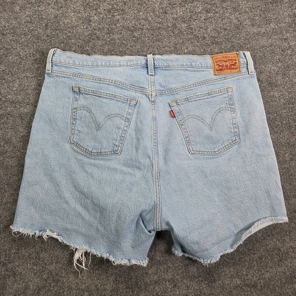 Levi's Women Sz 18W 501 High Rise Shorts Blue Stretch Distressed Button Fly $60 - Picture 6 of 10